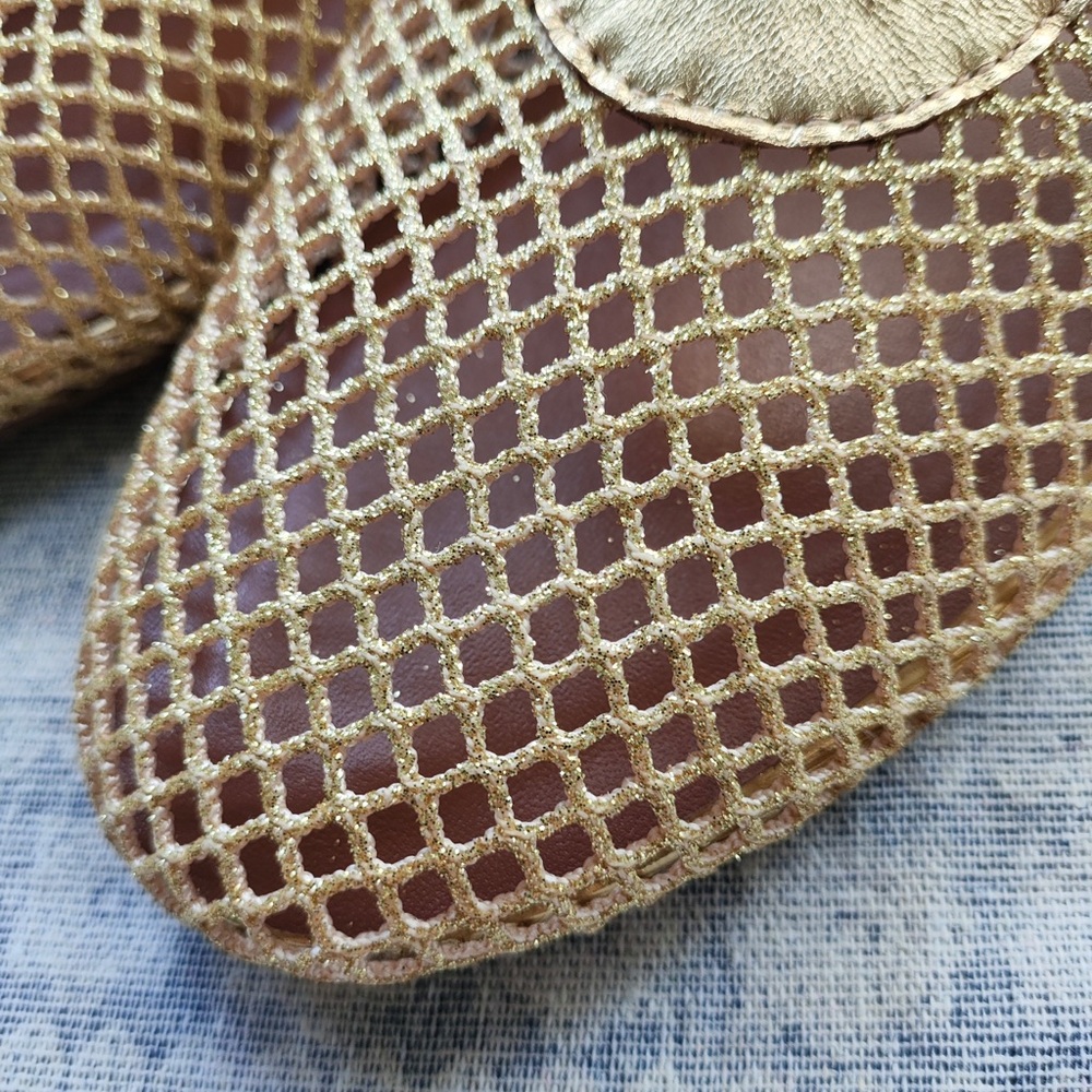 Alaia Gold Mesh Mary Jane Flats with Buckle Strap - Picture 2 of 6